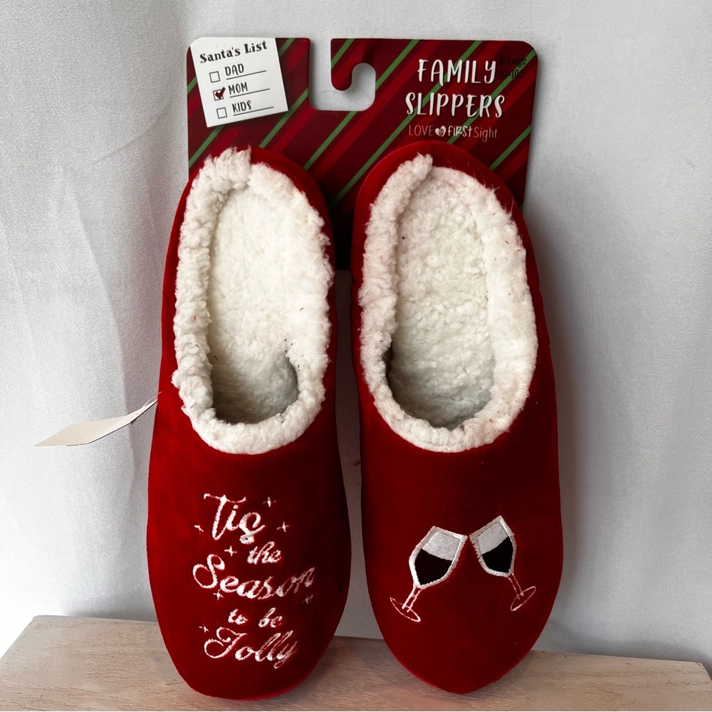 NWT!!!! “Tis the Season” Women’s Red Velvet Slippers-  X-L (9.5-11)
